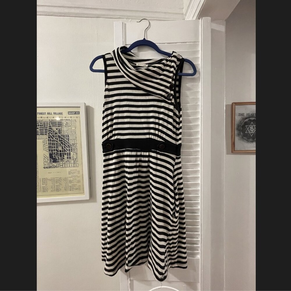 ModCloth Coach Tour Dress - Black and White Stripes
